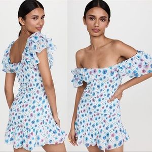 NWT LoveShackFancy Kodie Smocked Ruffle Minidress Size Large $395